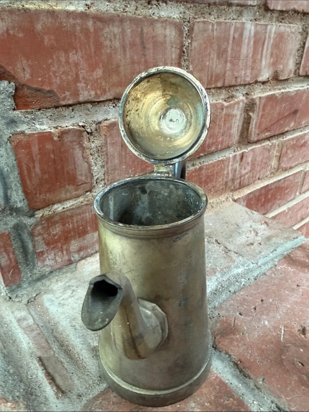 Antique Brass Coffee Pot with Black Handle